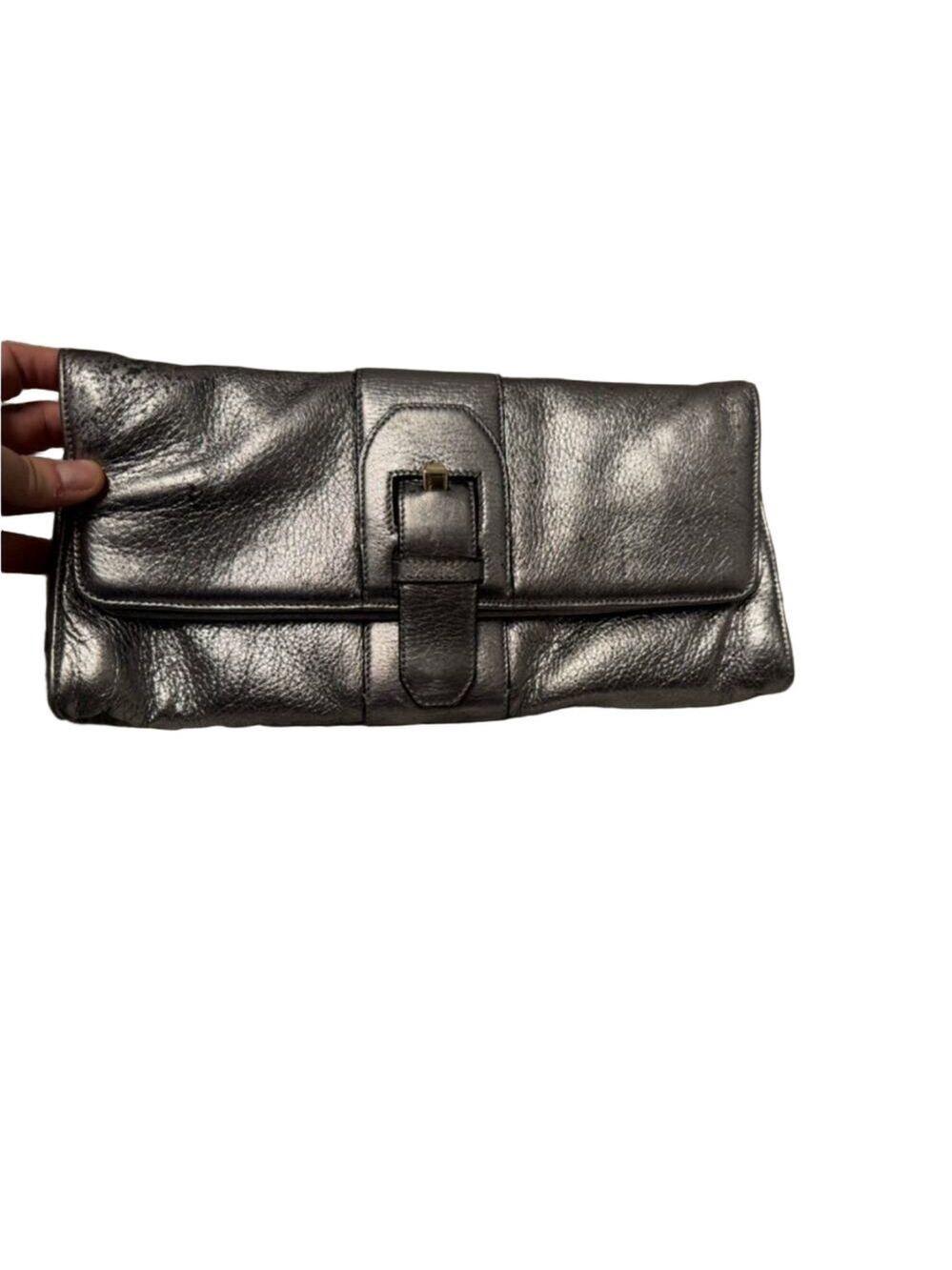 Silver Leather clutch